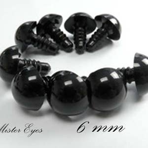 Olhos de segurança pretos de 6 mm para boneca de urso de pelúcia Amigurumi brinquedo artesanato cachorro gato animal