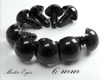6mm Black Safety Eyes for Teddy Bear Doll Amigurumi Doll Toy Craft Dog Cat Animal