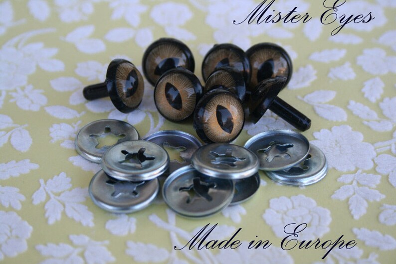 Safety eyes Light Brown 14 mm for plush animal amigurumi bear cat dog plastic eyes