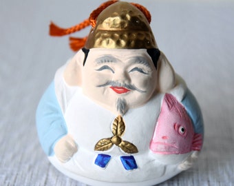 Japanese Dorei Bell Mashiko Yaki Ware Kamakura Statue Figurine Fortune Okimono Home Decor Lucky Charm Folk Art Rustic Mingei Toy Doll Ningyo
