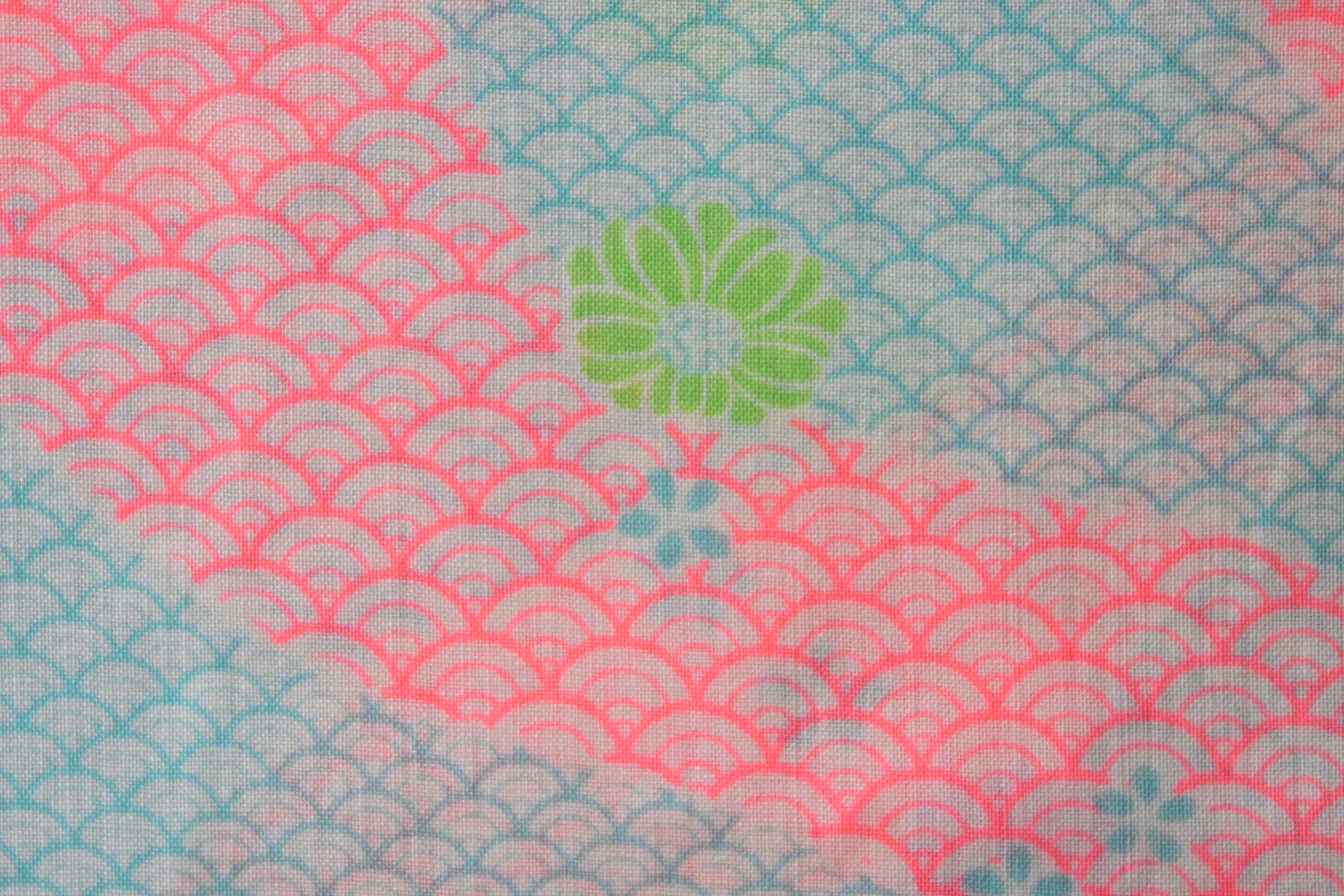 Japanese Muslin Wool Fabric SEIGAIHA Kiku Floral Neon Pink Etsy
