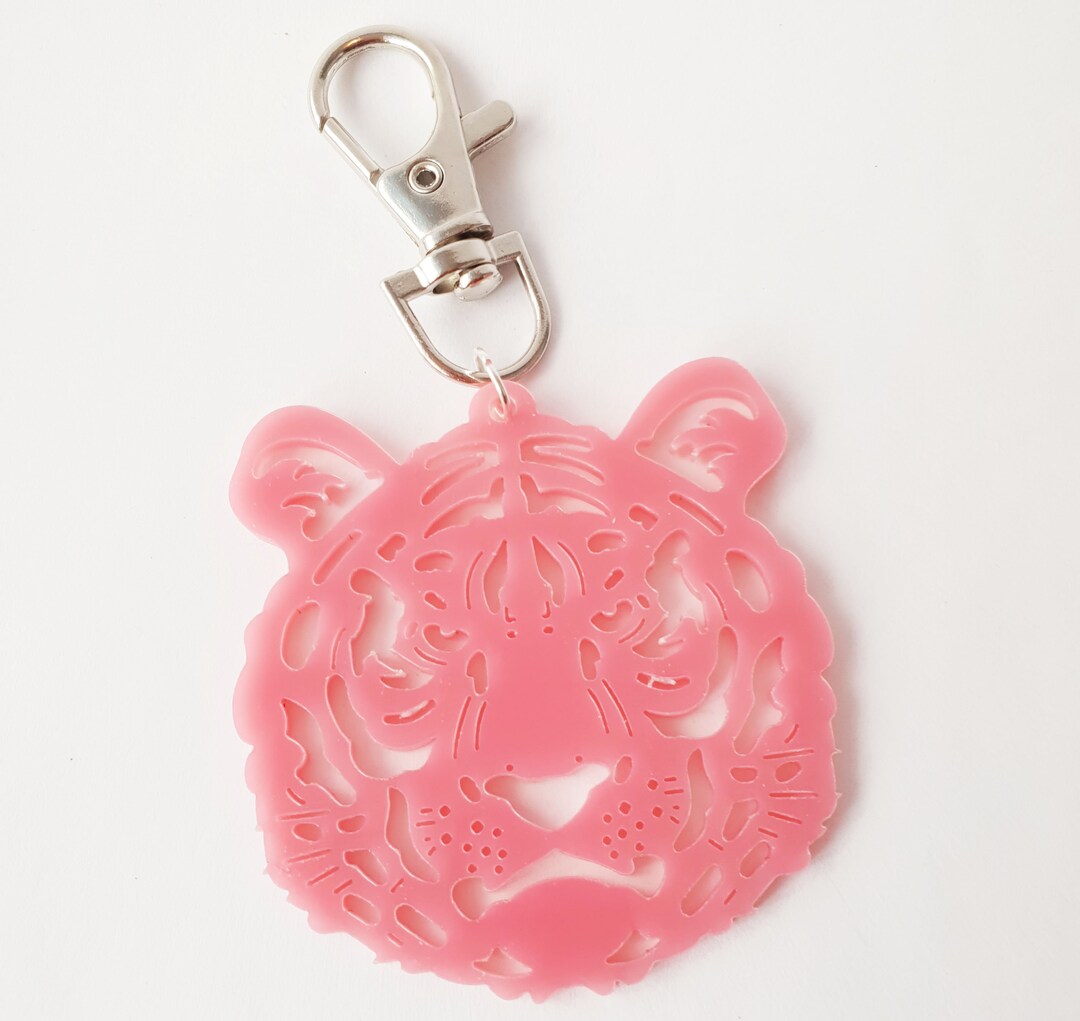 Pale Pink Tiger Bag Charm Etsy