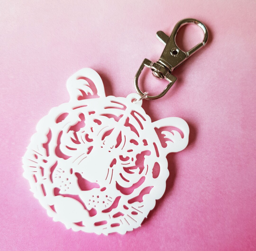 White Tiger Bag Charm Etsy