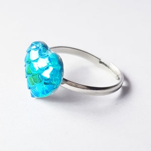 Blue Mermaid Heart Ring