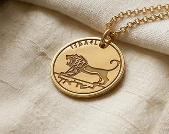 Ciondolo personalizzato con moneta ebraica antica · Leone di Giuda · Gioielli con monete storiche