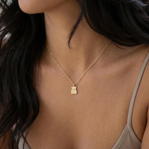 Personalized Teddy Bear Necklace · Custom Engraved Pendant · Child or New Mom Keepsake