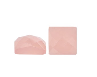 SALE - Pink Chalcedony Cabochon - Faceted Square - 6x6mm - 8x8mm - 12x12mm - Jewelry Making Supplies - DIY - 1 Cab