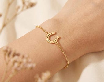 14金製ホースシューブレスレット・名入れ馬ブレスレット・乗馬ジュエリー・動物の記念品
