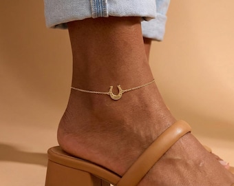 Hoefijzerenkelbandje · Aangepaste enkelband paardnaam · Lucky Charm-sieraden