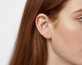 Lucky Number Earrings · Personalized Number Earrings · 14k Gold Numeral Studs · Couples Jewelry