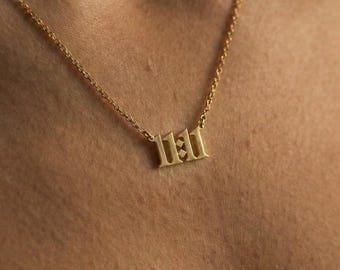 Angel Number Necklace · Spiritual Manifestation Jewelry · Numerology 14k Gold Pendant