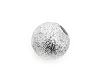 Brushed Metal Beads - 8mm - Brushed Beads - Silver Round Beads - Jewelry Findings - Jewelry Supplies - Package Of 10 Beads