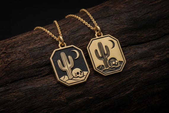 Desert Skull Charm Necklace · Western Desert Pendant Necklace · Western Jewelry
