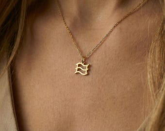 Minimalist Aquarius Star Sign Necklace ·Gold Aquarius Zodiac Necklace · Astrological Jewelry