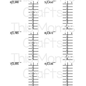 4 Digit Division Practice