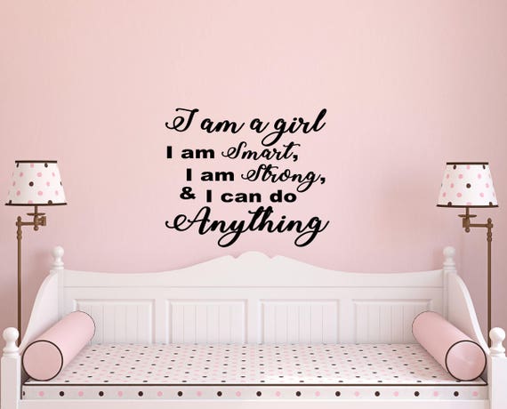 girls bedroom ideas-i am a girl wall decal-wall | etsy