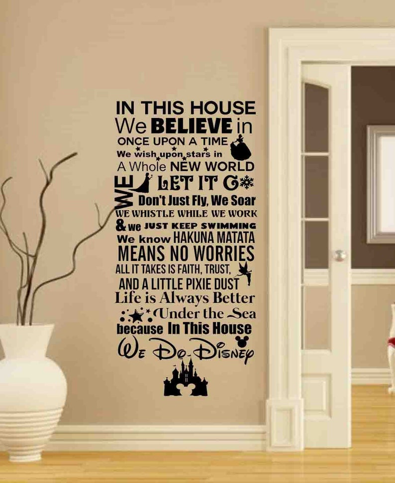 in this house we do disney-disney sign-disney wall decals | etsy