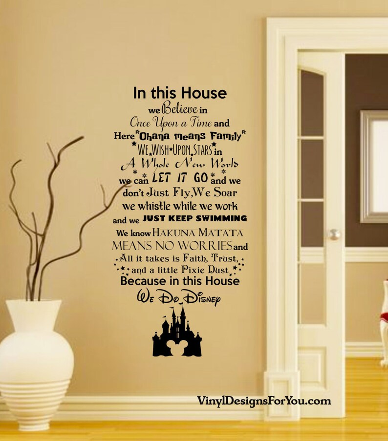in this house we do disney wall decal with mickey mouse | etsy