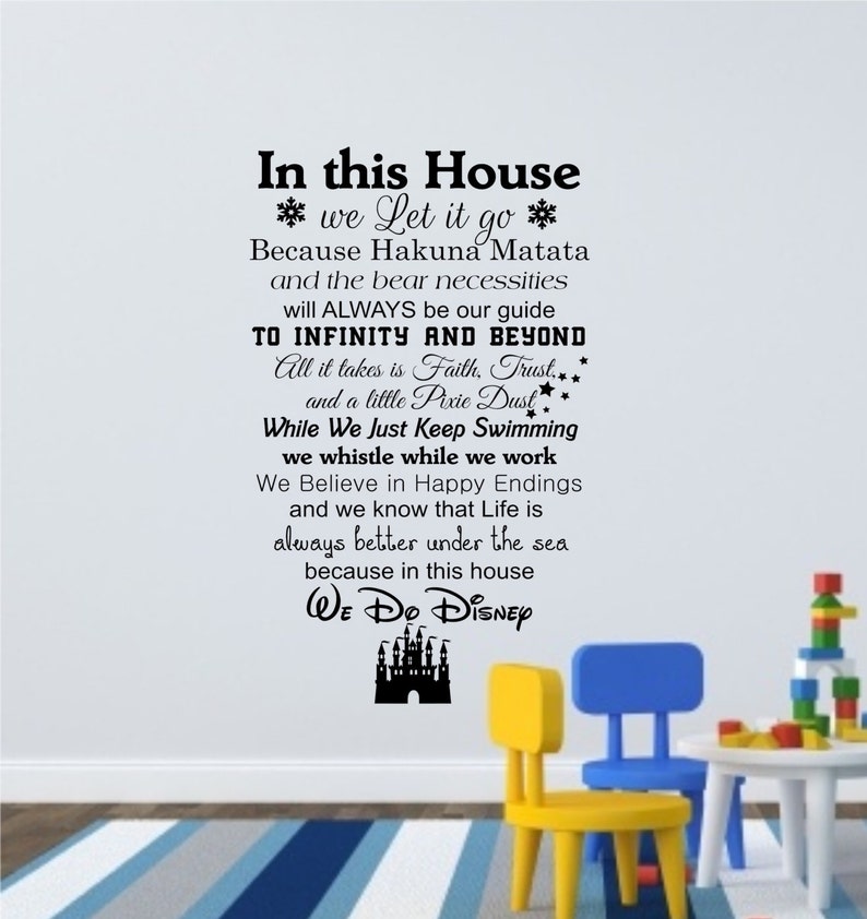 in this house we do disney wall decal-disney quotes-wall | etsy