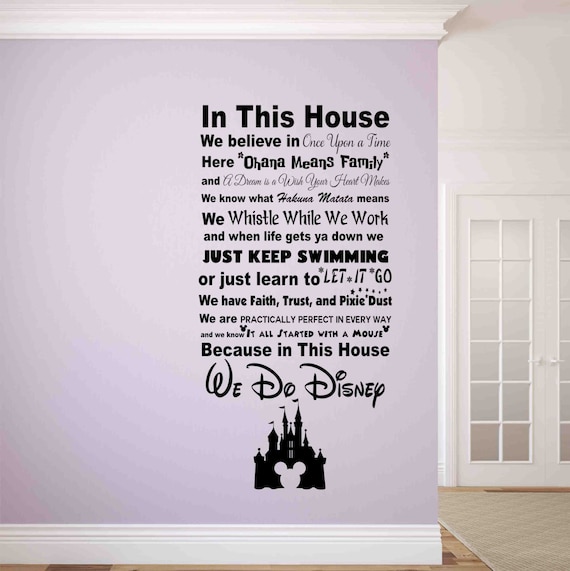 in this house we do disney wall decal-disney wall signs-disney | etsy
