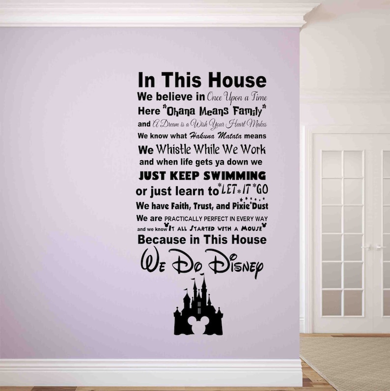 in this house we do disney wall decal-disney wall signs-disney | etsy
