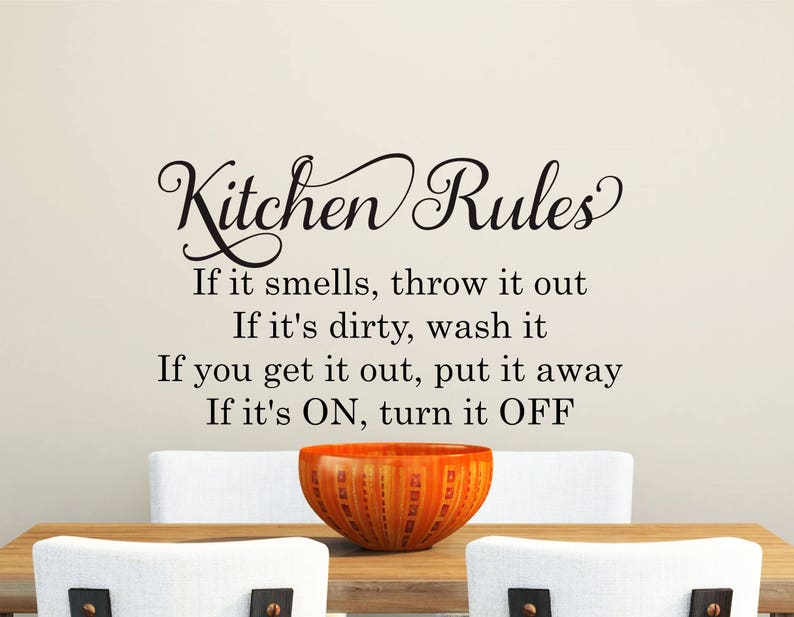 kitchen wall decal-kitchen rules-wall decal quotes-removable | etsy
