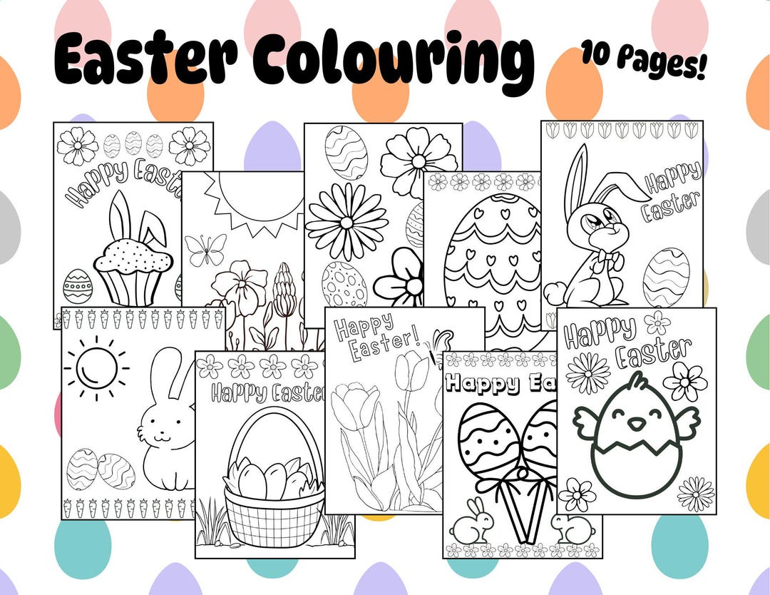 Easter Coloring Pages for Kids, 10 Printable Activity Sheets (digital ...