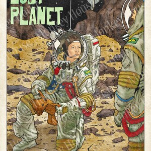 Sci-fi Art Print - "The Lost Planet", Retro Science Fiction image for story inspiration (small print)