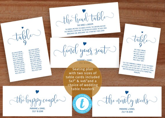 Wedding Seating Chart Kit