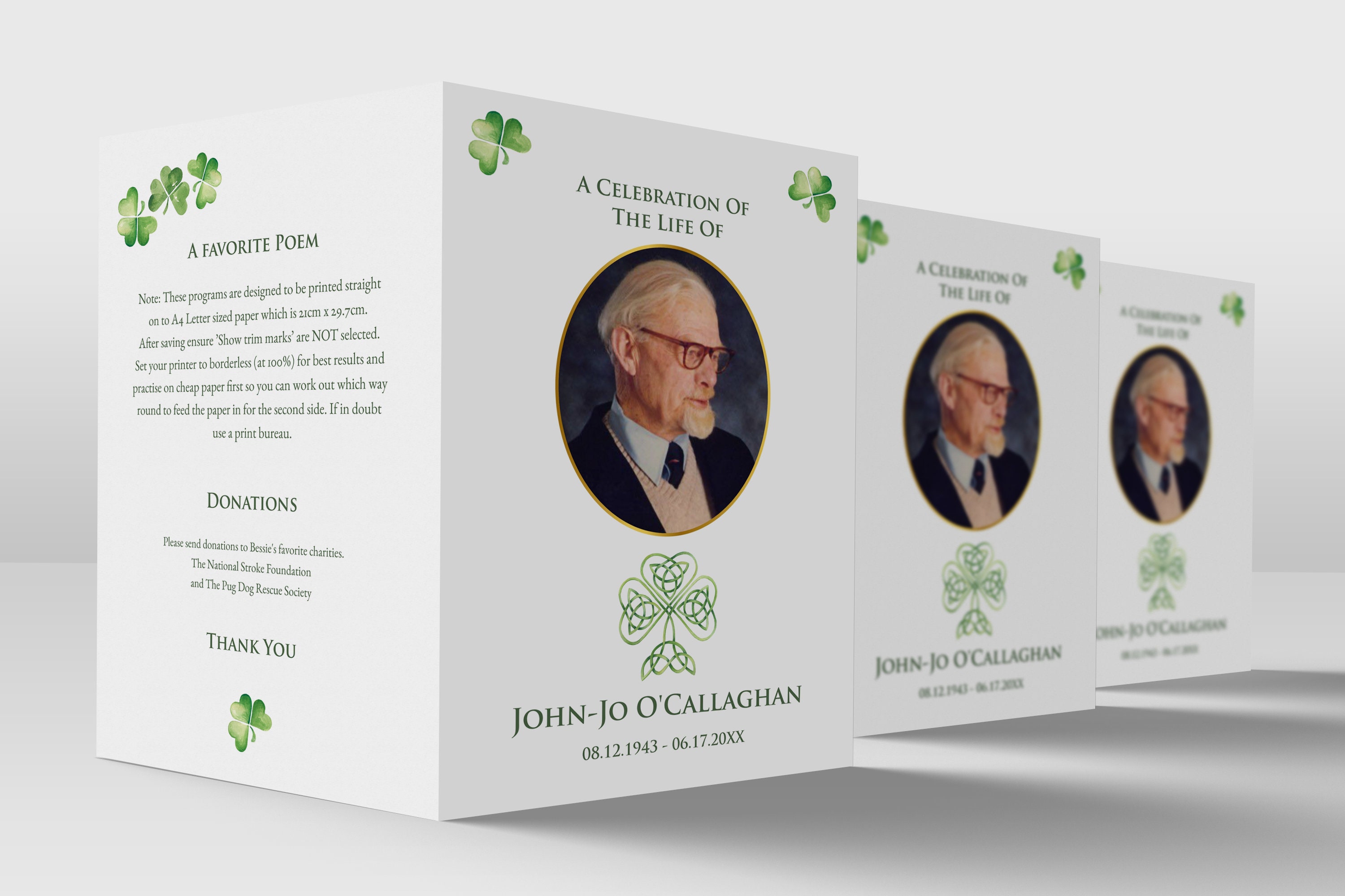 Irish Catholic funeral mass photo order of service program Etsy