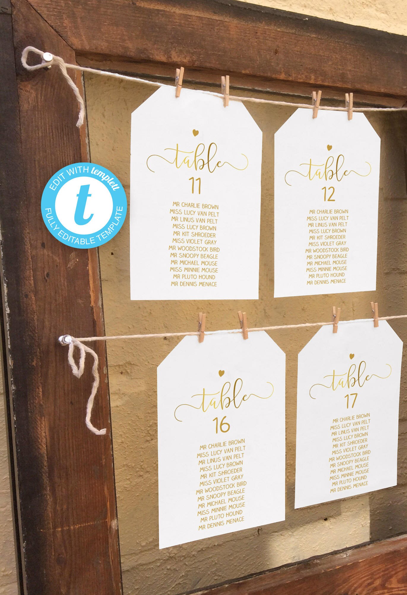 Editable Faux Gold Wedding Seating Chart Diy Printable Etsy