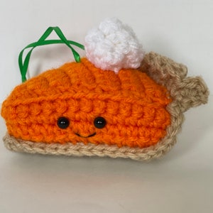 Pumpkin pie ornament, amigurumi, crochet decor, handmade, kawaii, gift for all
