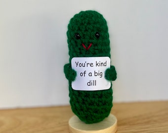 Emotional Support Crochet Pickle: Handmade Desk Buddy Gift