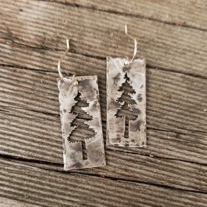 Sterling Silver Pine Tree Earrings, Pine Tree Jewelry, Forest Earrings, Woodland Jewelry, Handmade Sterling Silver Earrings