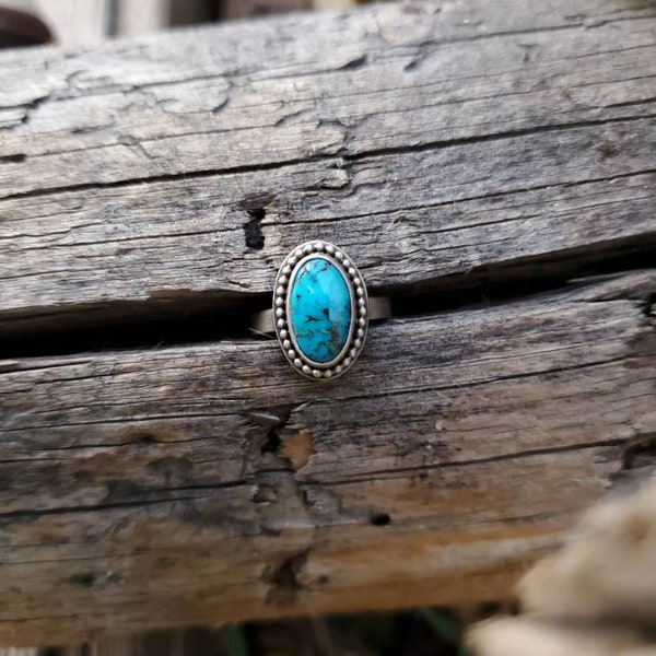 Darling Darlene Turquoise Ring, Western Style Ring, Handmade Silver Jewelry, Real Turquoise Jewelry