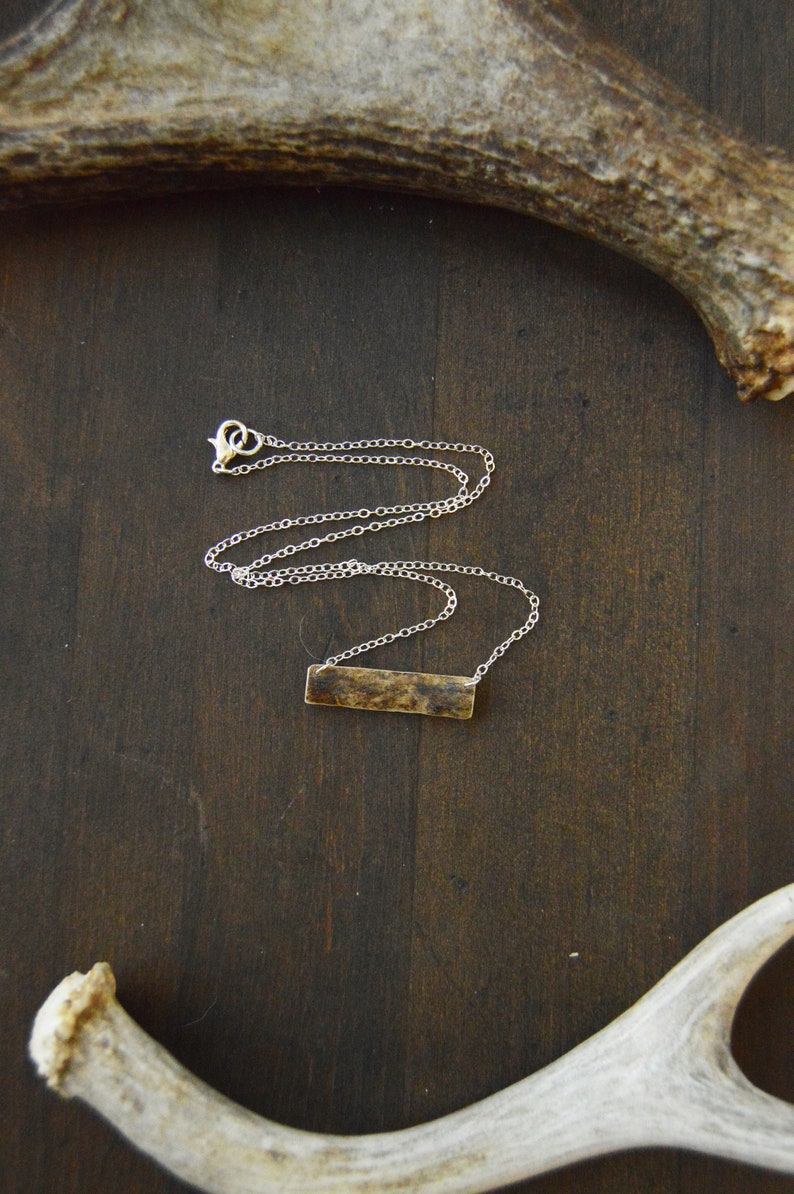 Elk Antler Bar Necklace Real Antler Jewelry Dainty Bar Etsy