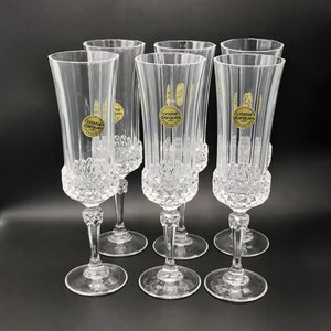 Cristal d&#39;Arques Valencay 24 Lead Crystal Glass Champagne Flutes Set of 6 Vintage