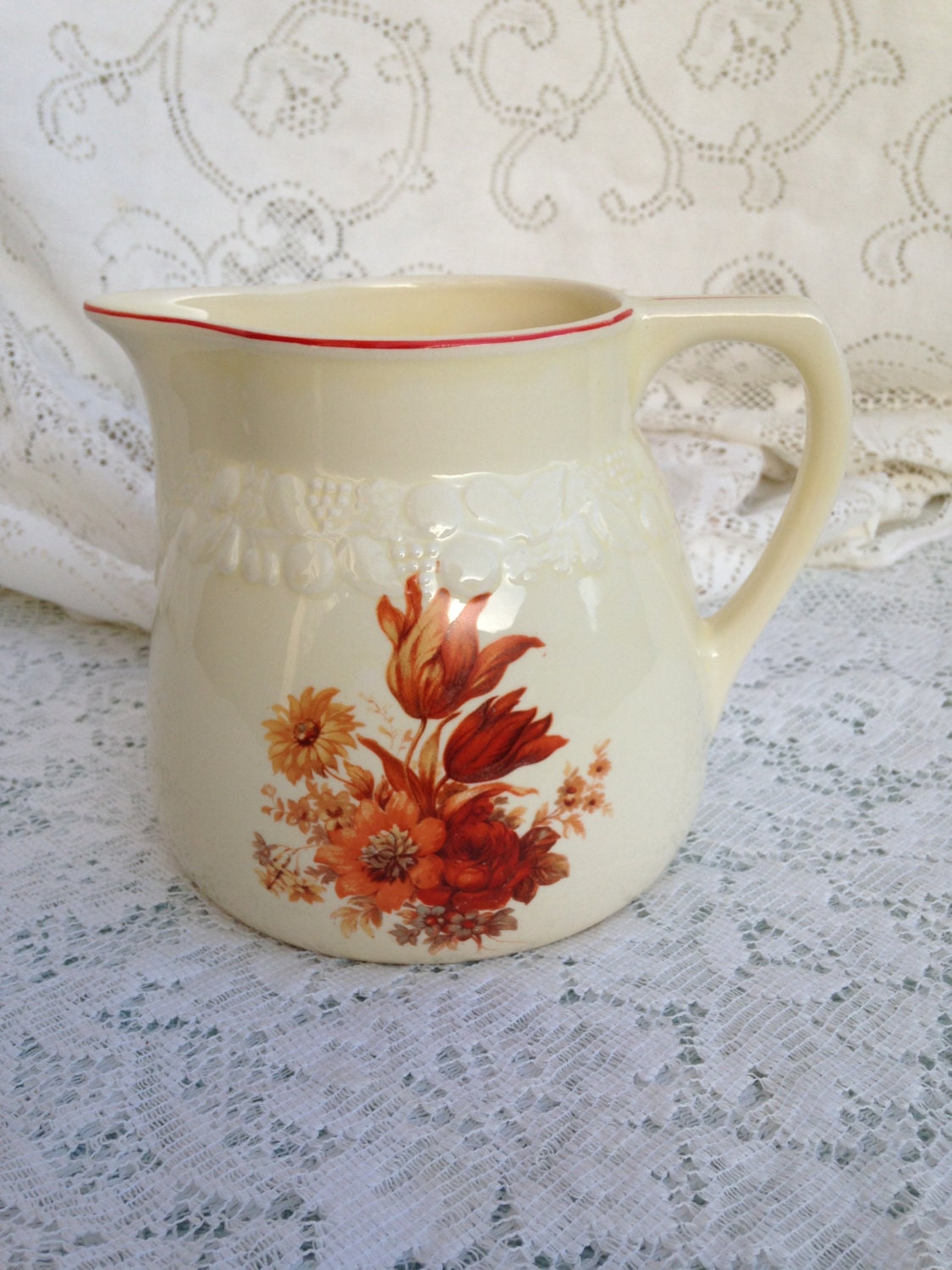 Crooksville Pantry Bakin Ware Vintage Water Pitcher Rustic Etsy