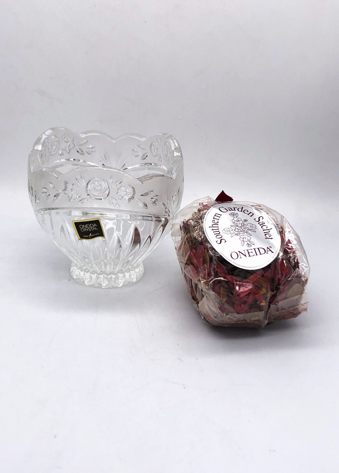 Oneida Crystal Southern Garden Sachet and Petal Bowl1 - Etsy