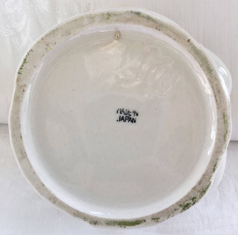Vintage Round Geese Planter Made in Japan White with Orange Bills