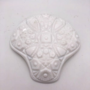 Antique McKee PresCut Toltec Shell Bowl Milk Glass