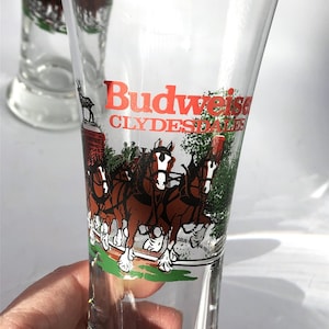 Budweiser Clydesdales Pilsner Glasses One Pair 1991