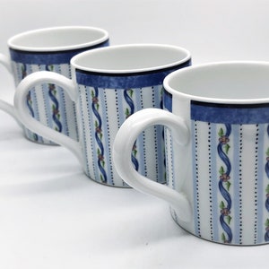 Wedgwood Home Mug Collection Pink Brocade Fine Porcelain Mugs Made in Portugal Set of 3