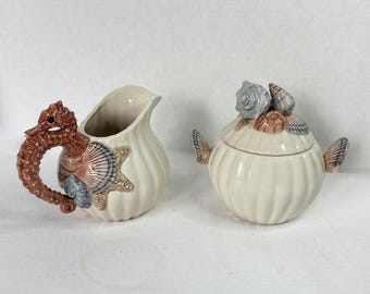 Fitz and Floyd Seahorse Giftware Cream and Sugar Discontinued