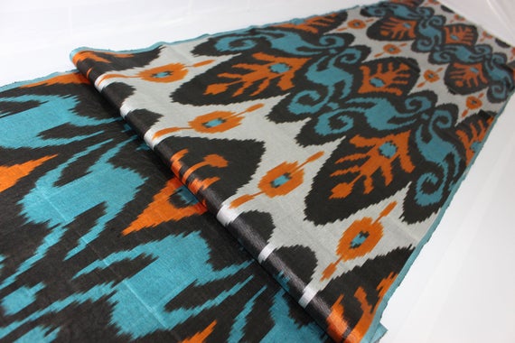Uzbek Fabric Ikat Fabric Hand Woven Fabric Ikat Fabric by the yard FB 430