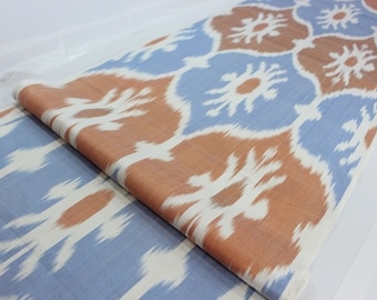 Blue Silk Ikat Fabric, Ikat Fabric By The Yard, Ikat Upholstery Fabric,Purple, Ikat, National Cloth, Silk Fabric, Hand Woven Fabric. FB1059.