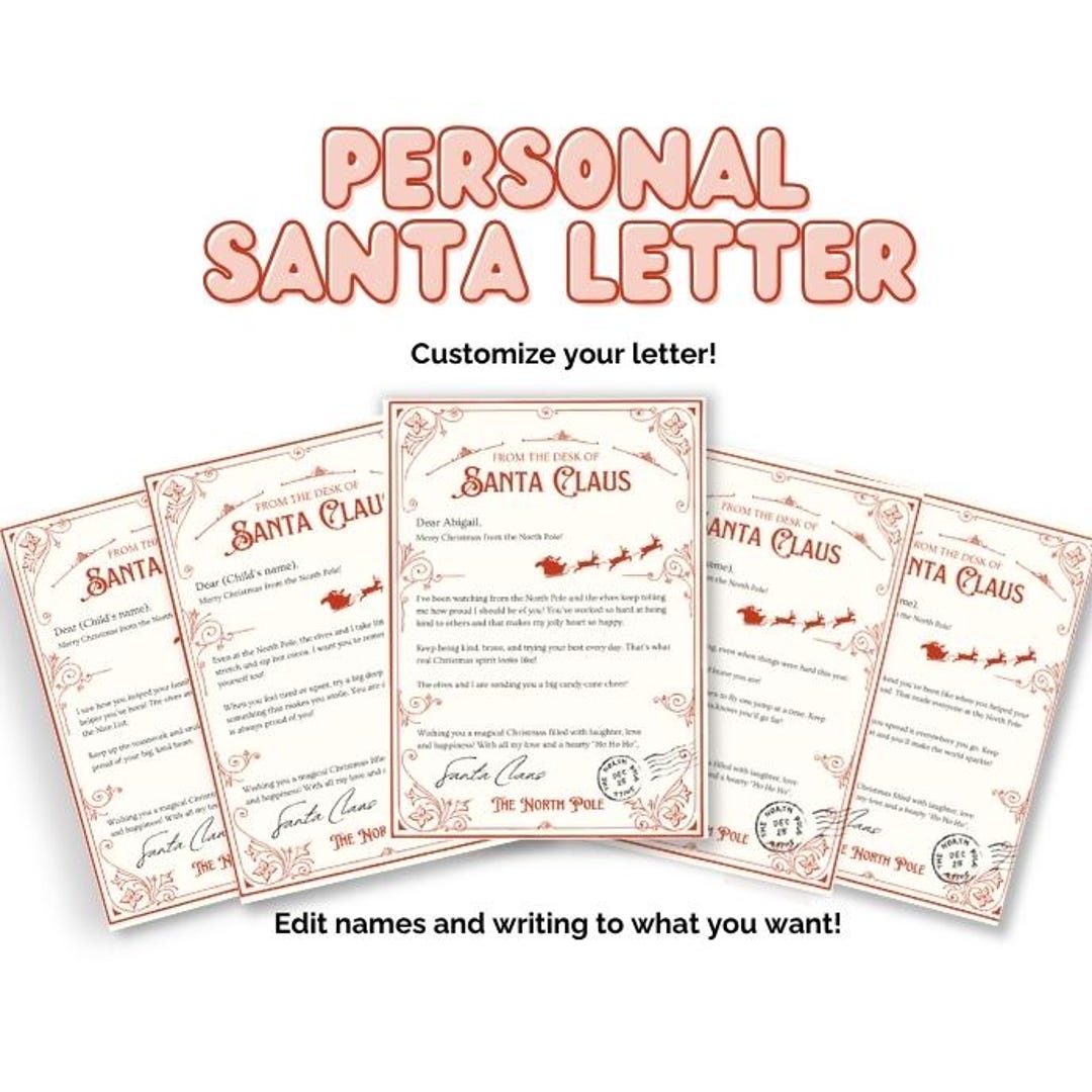 Personalized Santa Letter Template, Editable Christmas Message, Advent ...