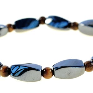 3 X Power Beautiful Magnetic Hematite with Tiger Eye Bracelet -Good for Healing and Energy or Arthritis Pain Relief- Men & Women-91171