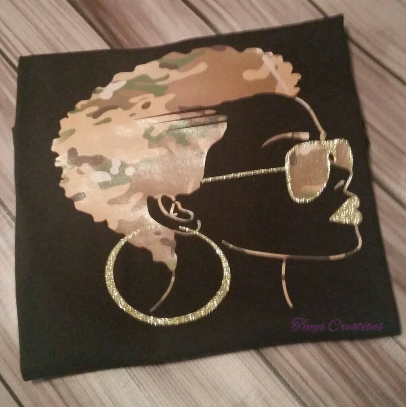 Camo Jackie Military Style Beautiful Black Woman Natural Hair Etsy