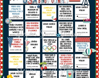 LDS Personal Progress Summer Bingo Card for Young Women